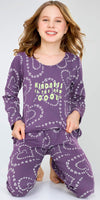 ZEYO Night Suit for Girl's Violet Heart Printed Cotton Night Dress of Top and Pajama set