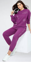 ZEYO Women Cotton Purple Track suit Conversational Printed Co-ords set