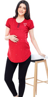 ZEYO Women Cotton Red Dot Print Maternity & Feeding Top