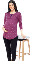 ZEYO Women Cotton Purple Heart Print Maternity & Feeding Top