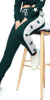 ZEYO Women's Joggers Star Printed Green Regular Fit Track Pant