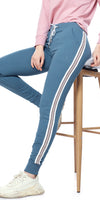 ZEYO Women's Joggers Side Striped Blue Regular Fit Track Pant 5370