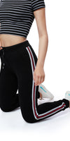 ZEYO Women's Joggers Side Striped Black Regular Fit Track Pant