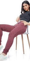 ZEYO Women's Joggers Geometric Printed Mauve Regular Fit Track Pant