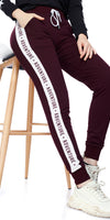 ZEYO Women's Joggers Side Striped Maroon Regular Fit Track Pant
