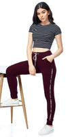 ZEYO Women's Joggers Typography Maroon Regular Fit Track Pant