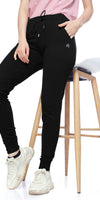 ZEYO Women's Joggers Solid Plain Black Regular Fit Track Pant