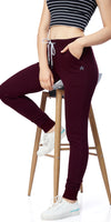 ZEYO Women's Joggers Solid Plain Maroon Regular Fit Track Pant