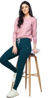 ZEYO Women's Joggers Solid Plain Ocean Blue Regular Fit Track Pant