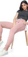 ZEYO Women's Joggers Solid Plain Peach Regular Fit Track Pant