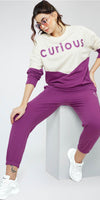 ZEYO Women Cotton Purple Track suit Conversational Printed Joggers set