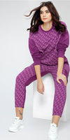 ZEYO Women Cotton Purple Track suit Geometric Printed Co-ords set