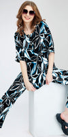 ZEYO Women's Rayon Navy Blue Floral Printed Night Suit Set of Top & Pyjama