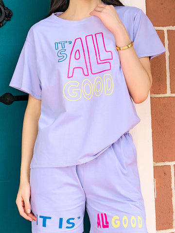 ZEYO Night Suit for Women's Lavender Typography Printed Cotton Night Dress of Top and Shorts