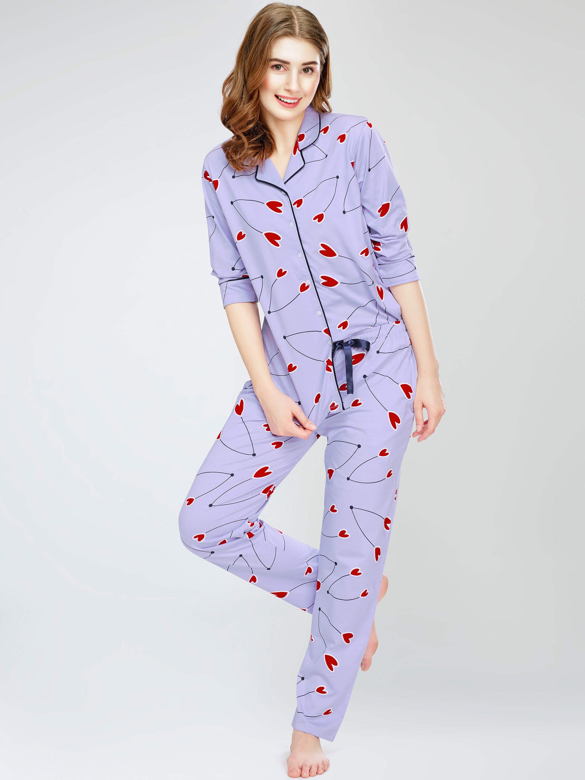 night suit set for women night suit dress for women cotton stylish latest top pajama set nightwear cotton pyjama sleeve sleep home wear ladies nursing feeding front open night shirt ZEYO night suit set co ord set for women