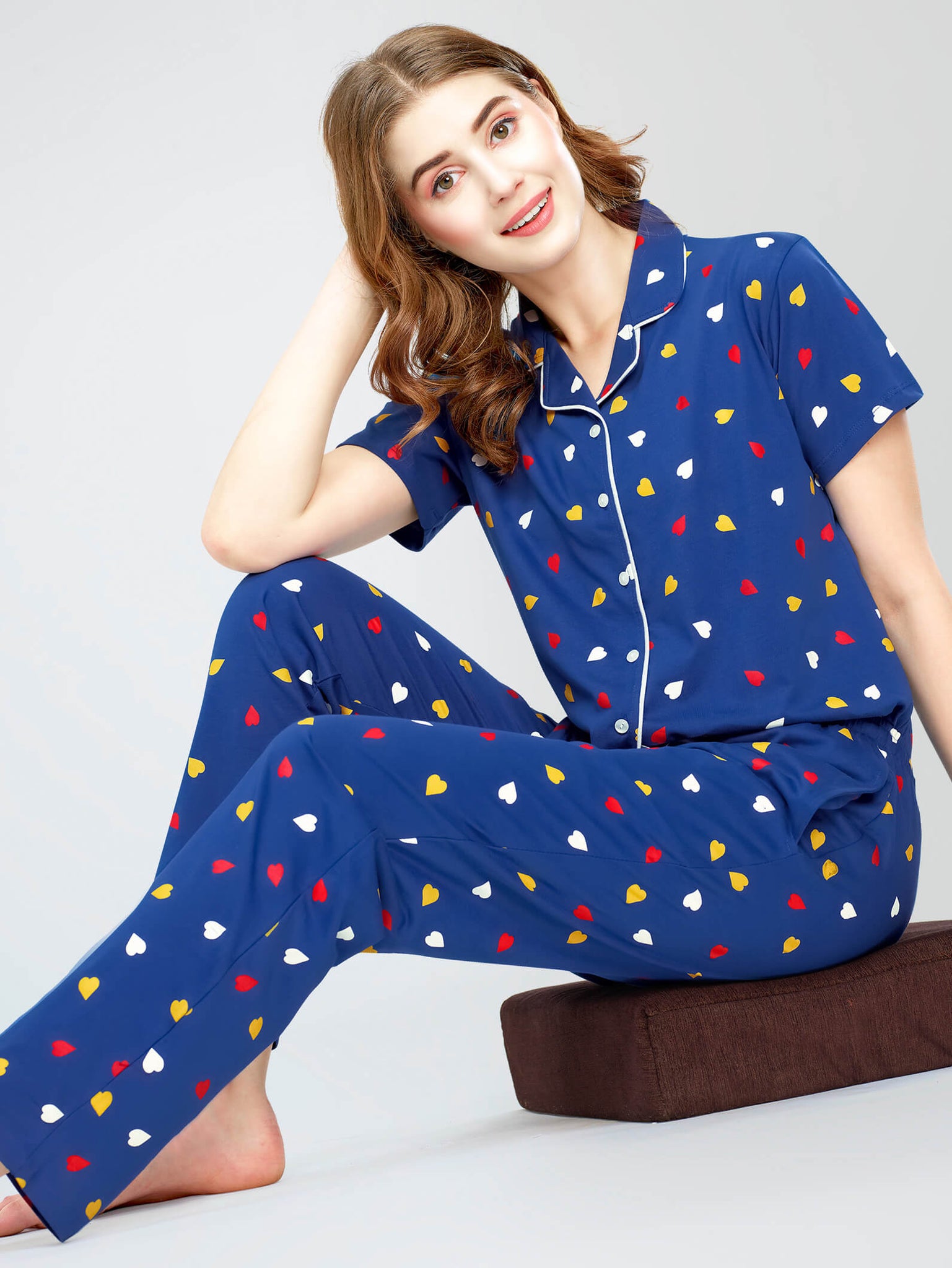 night suit set for women night suit dress for women cotton stylish latest top pajama set nightwear cotton pyjama sleeve sleep home wear ladies nursing feeding front open night shirt ZEYO night suit set co ord set for women