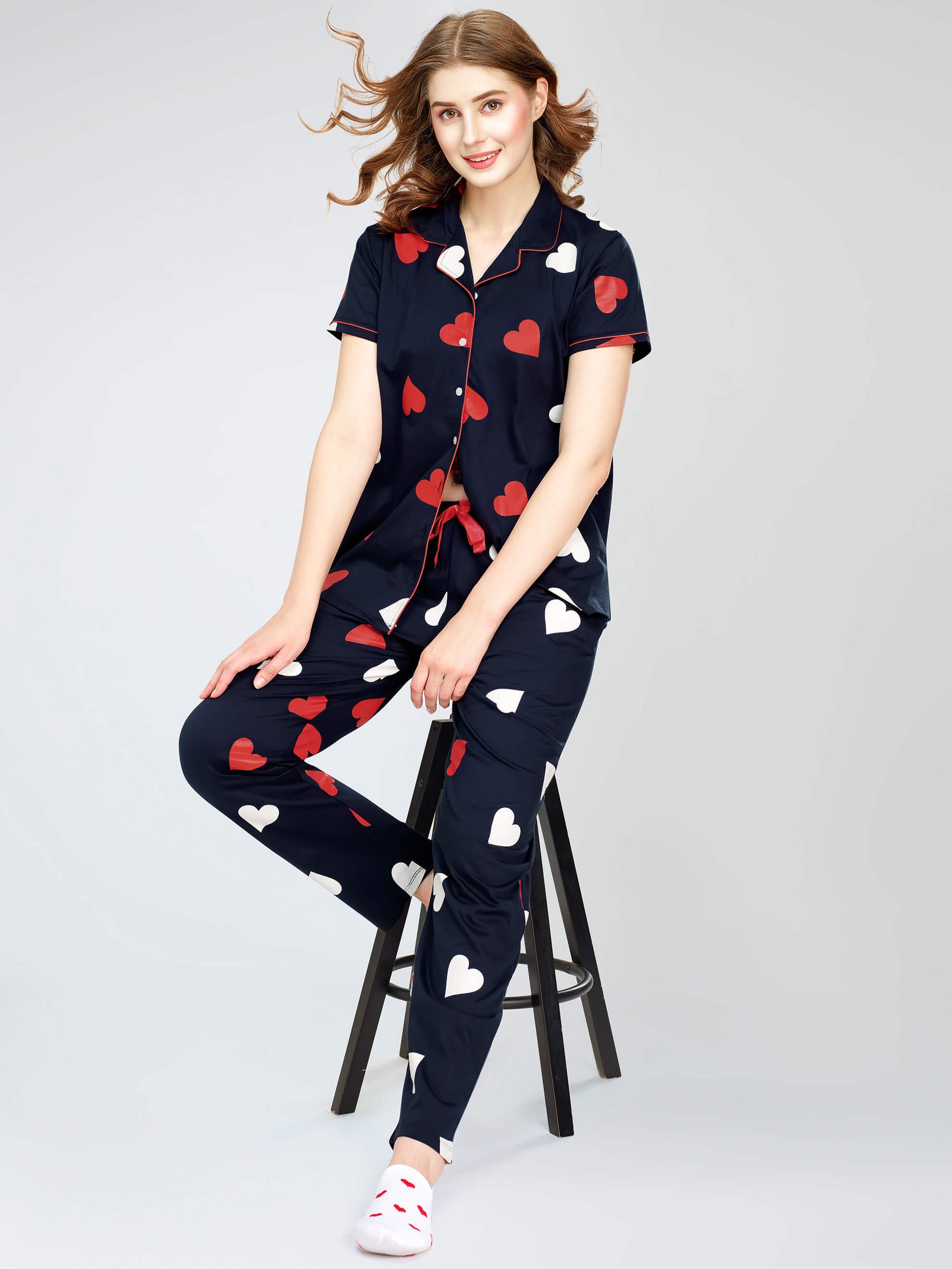 night suit set for women night suit dress for women cotton stylish latest top pajama set nightwear cotton pyjama sleeve sleep home wear ladies nursing feeding front open night shirt ZEYO night suit set co ord set for women