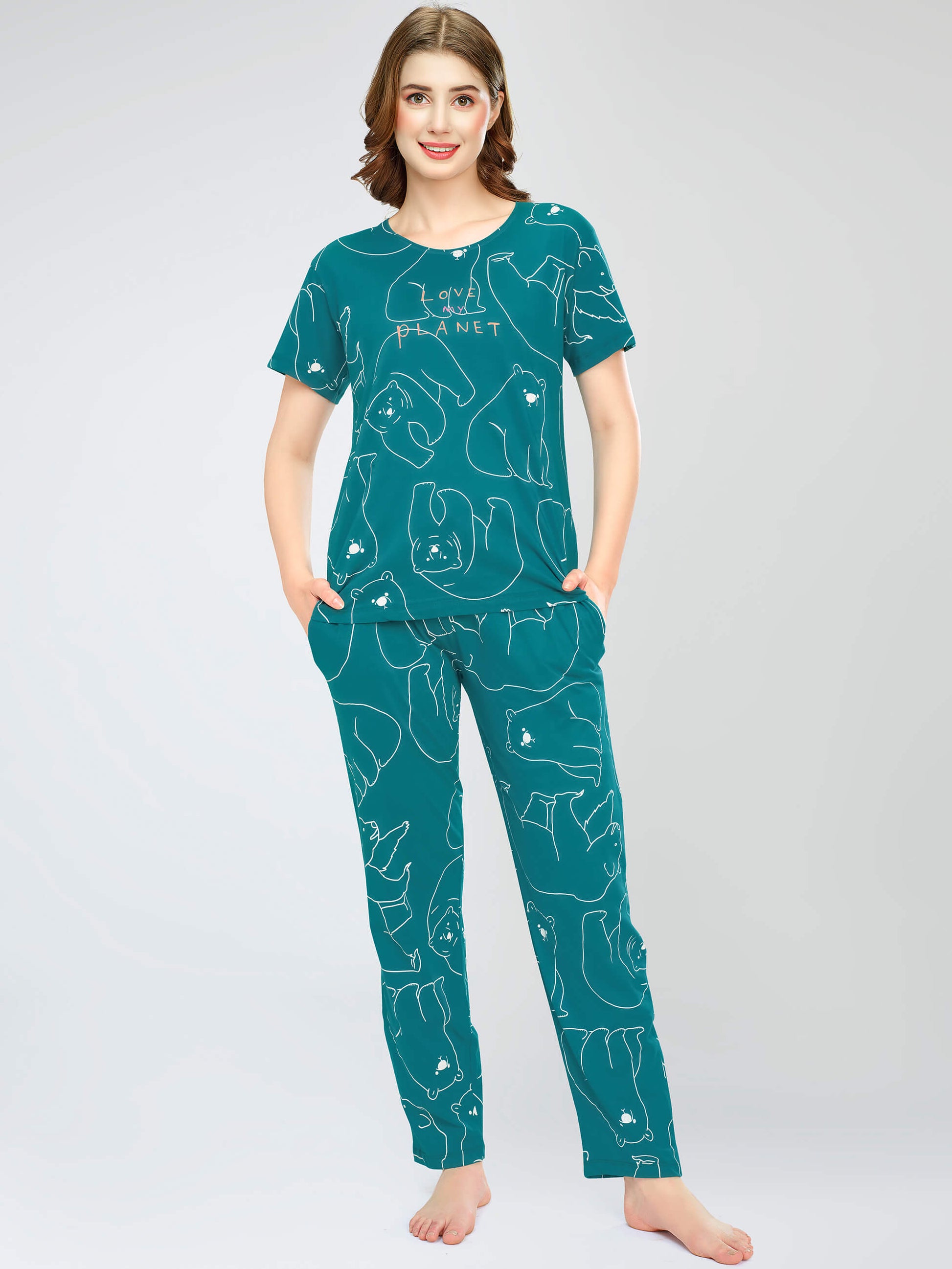 night suit set for women night suit dress for women cotton stylish latest top pajama set nightwear cotton pyjama sleeve sleep home wear ladies nursing feeding front open night shirt ZEYO night suit set co ord set for women