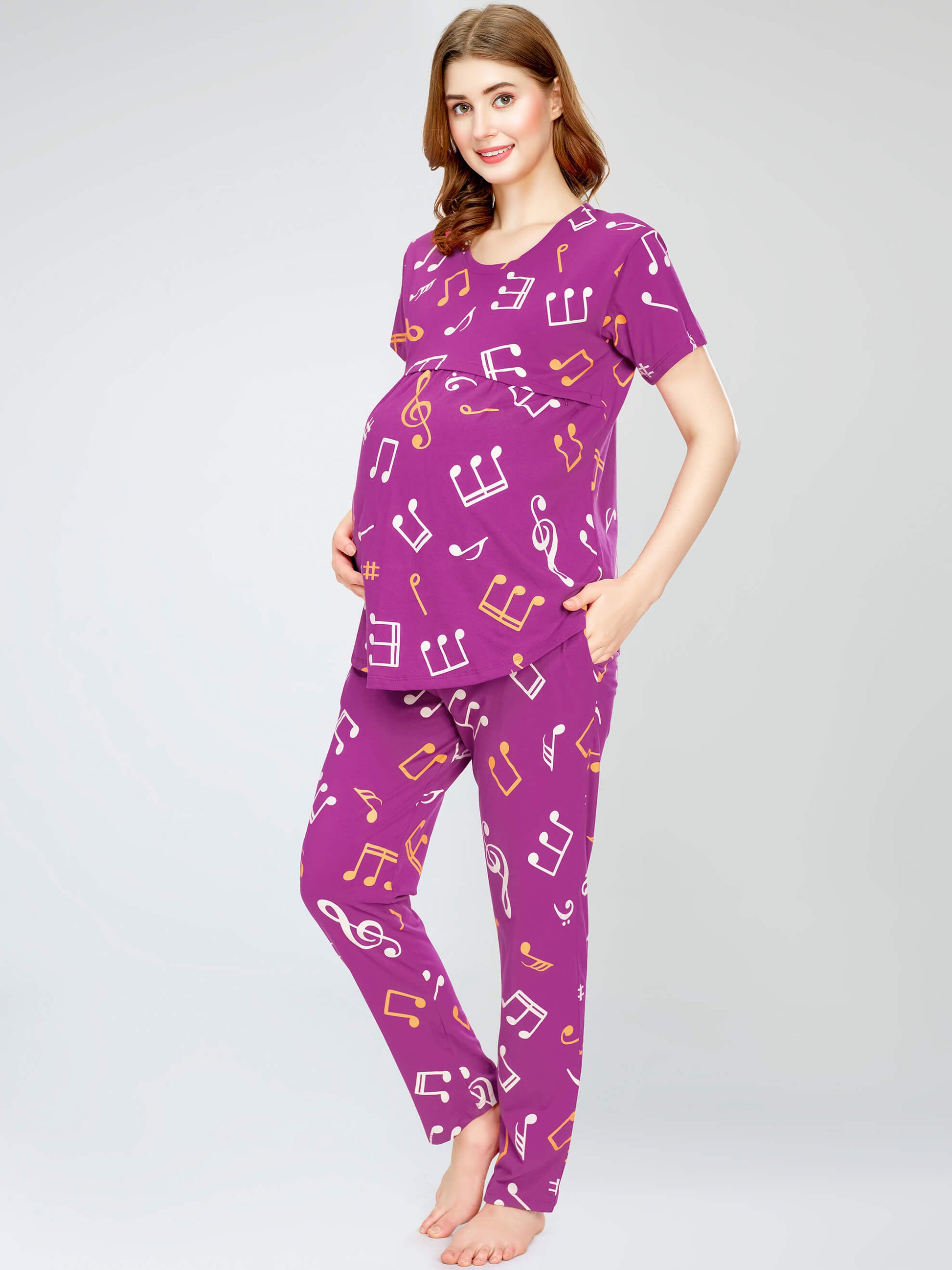 night suit set for women night suit dress for women cotton stylish latest top pajama set nightwear cotton pyjama sleeve sleep home wear ladies nursing feeding front open night shirt ZEYO night suit set co ord set for women