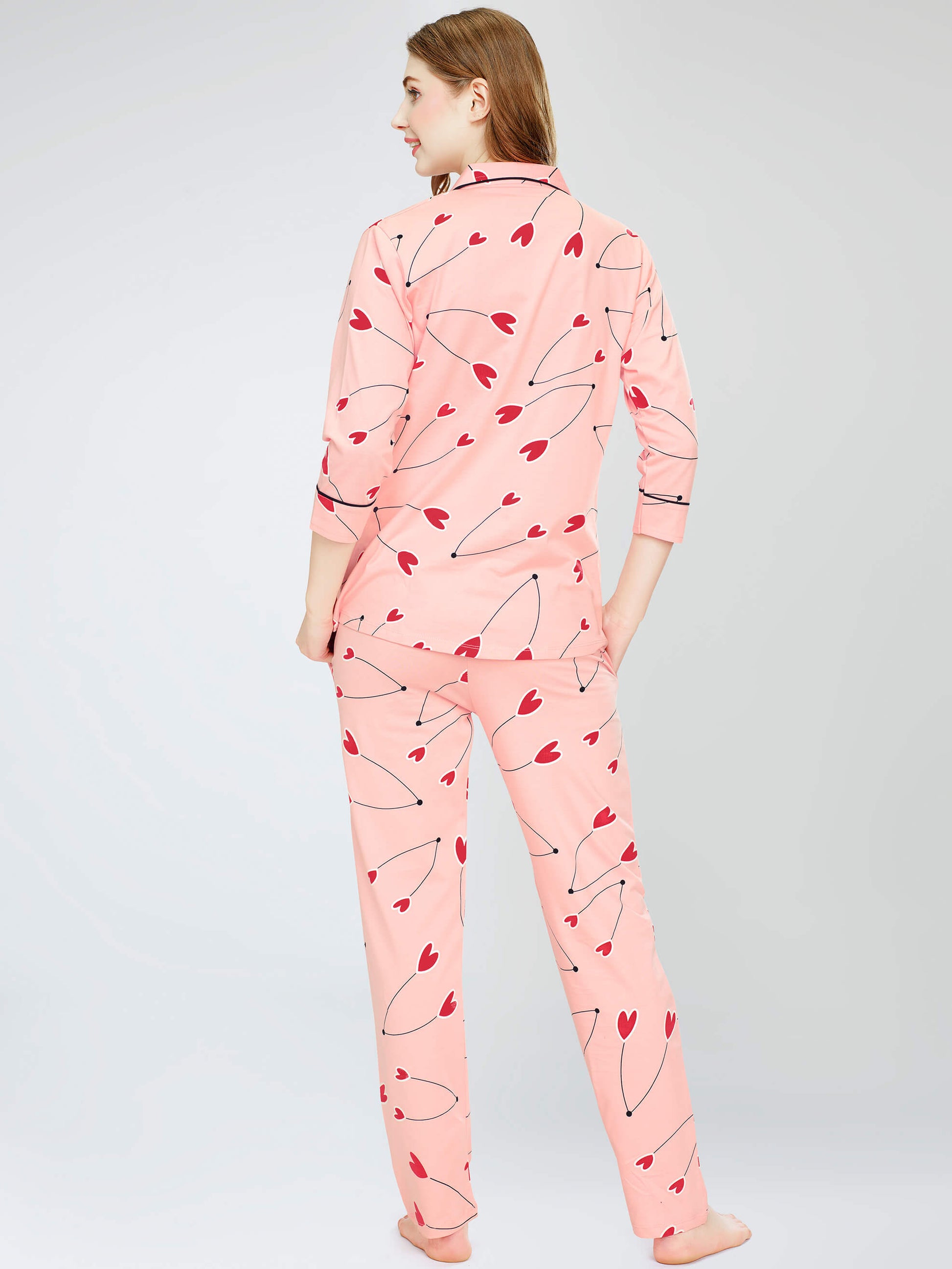 night suit set for women night suit dress for women cotton stylish latest top pajama set nightwear cotton pyjama sleeve sleep home wear ladies nursing feeding front open night shirt ZEYO night suit set co ord set for women