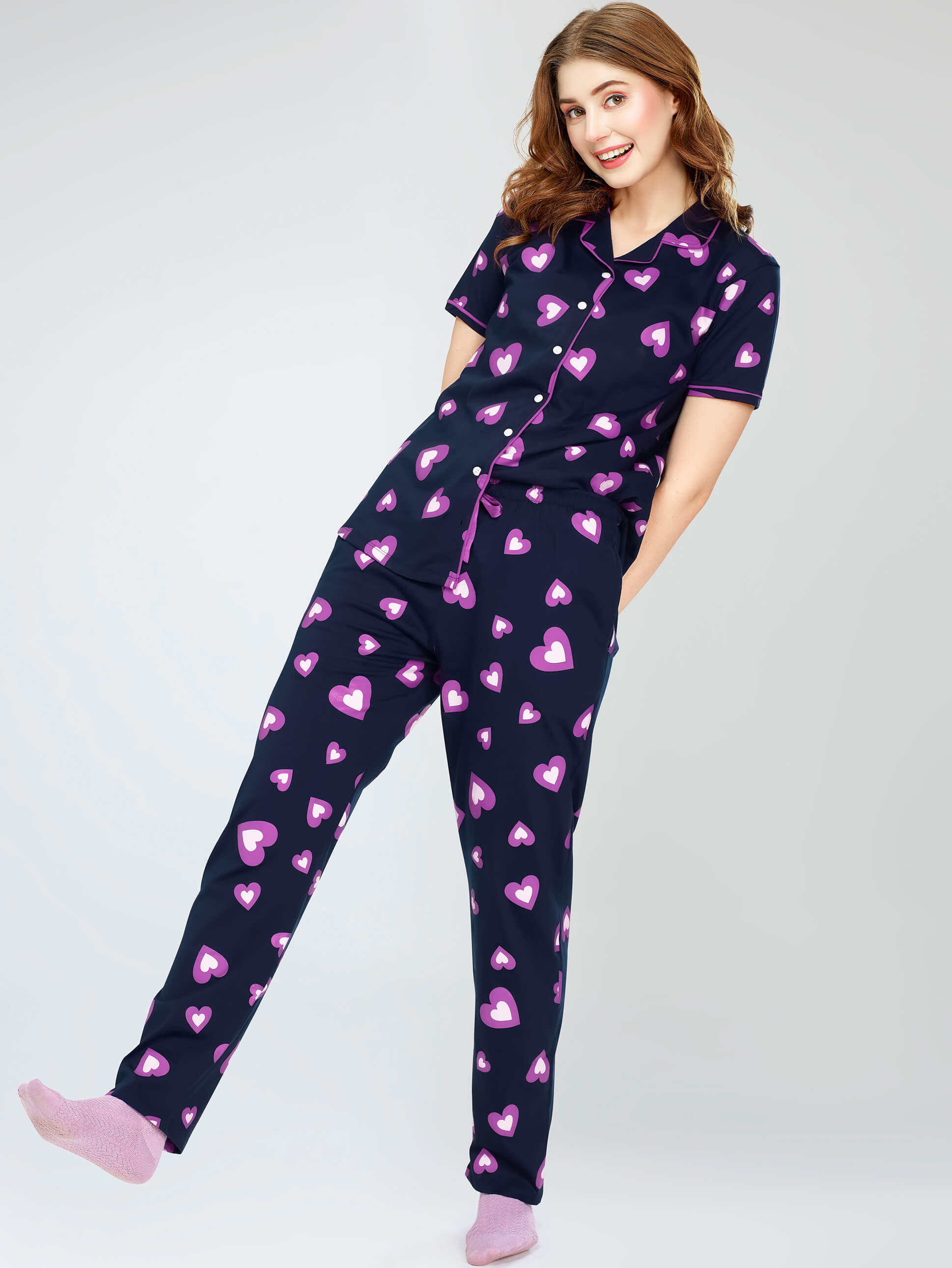 night suit set for women night suit dress for women cotton stylish latest top pajama set nightwear cotton pyjama sleeve sleep home wear ladies nursing feeding front open night shirt ZEYO night suit set co ord set for women