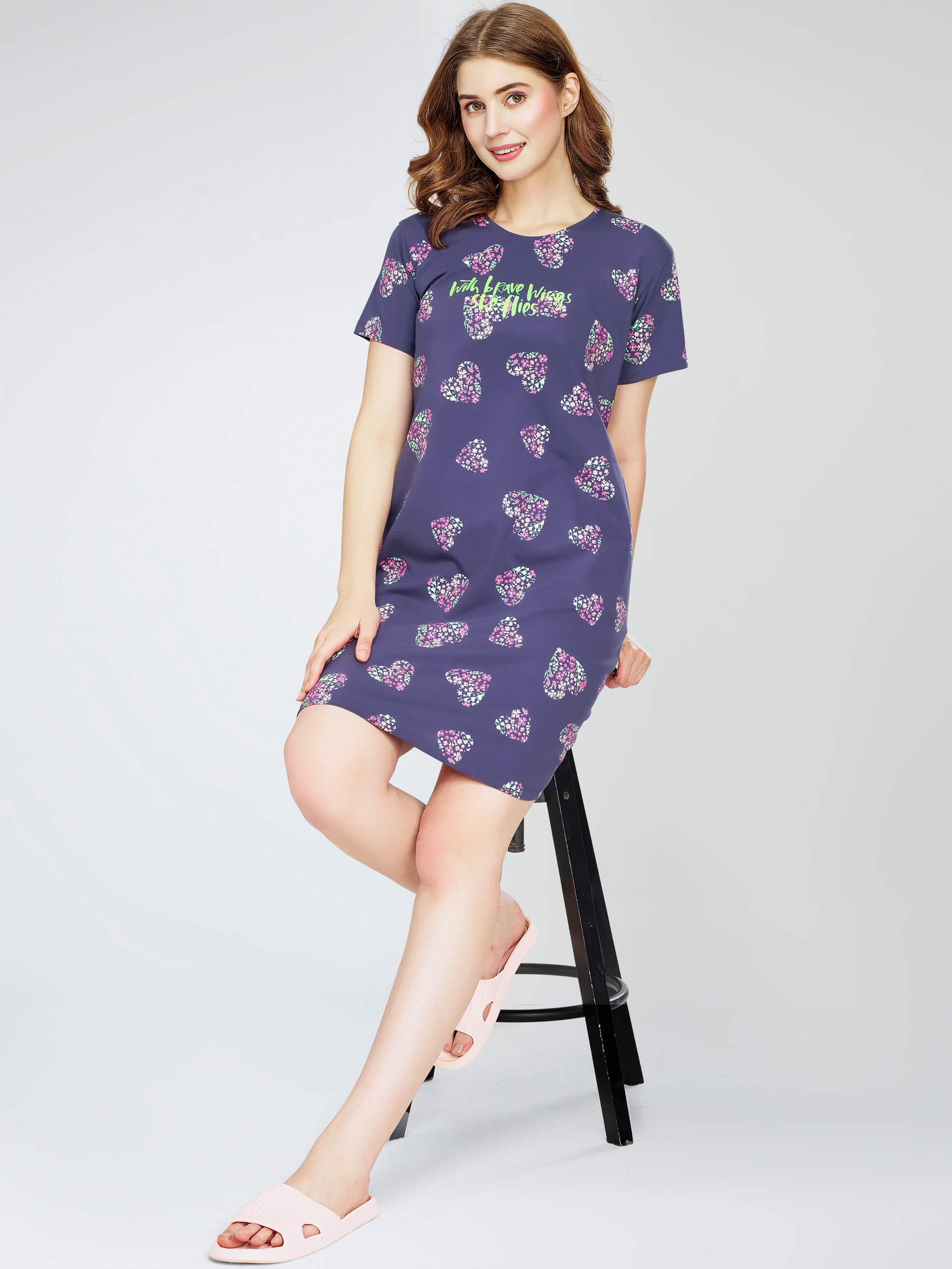 ladies one piece night dress Women Sleeping Gown Solid Colors Great Nightdress one piece Suveccha Martonline shop bangladeshothoba.com