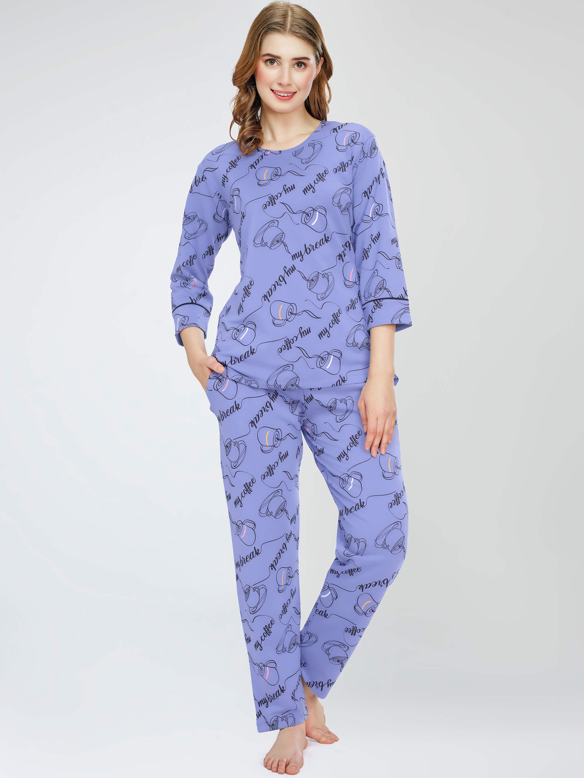 night suit set for women night suit dress for women cotton stylish latest top pajama set nightwear cotton pyjama sleeve sleep home wear ladies nursing feeding front open night shirt ZEYO night suit set co ord set for women