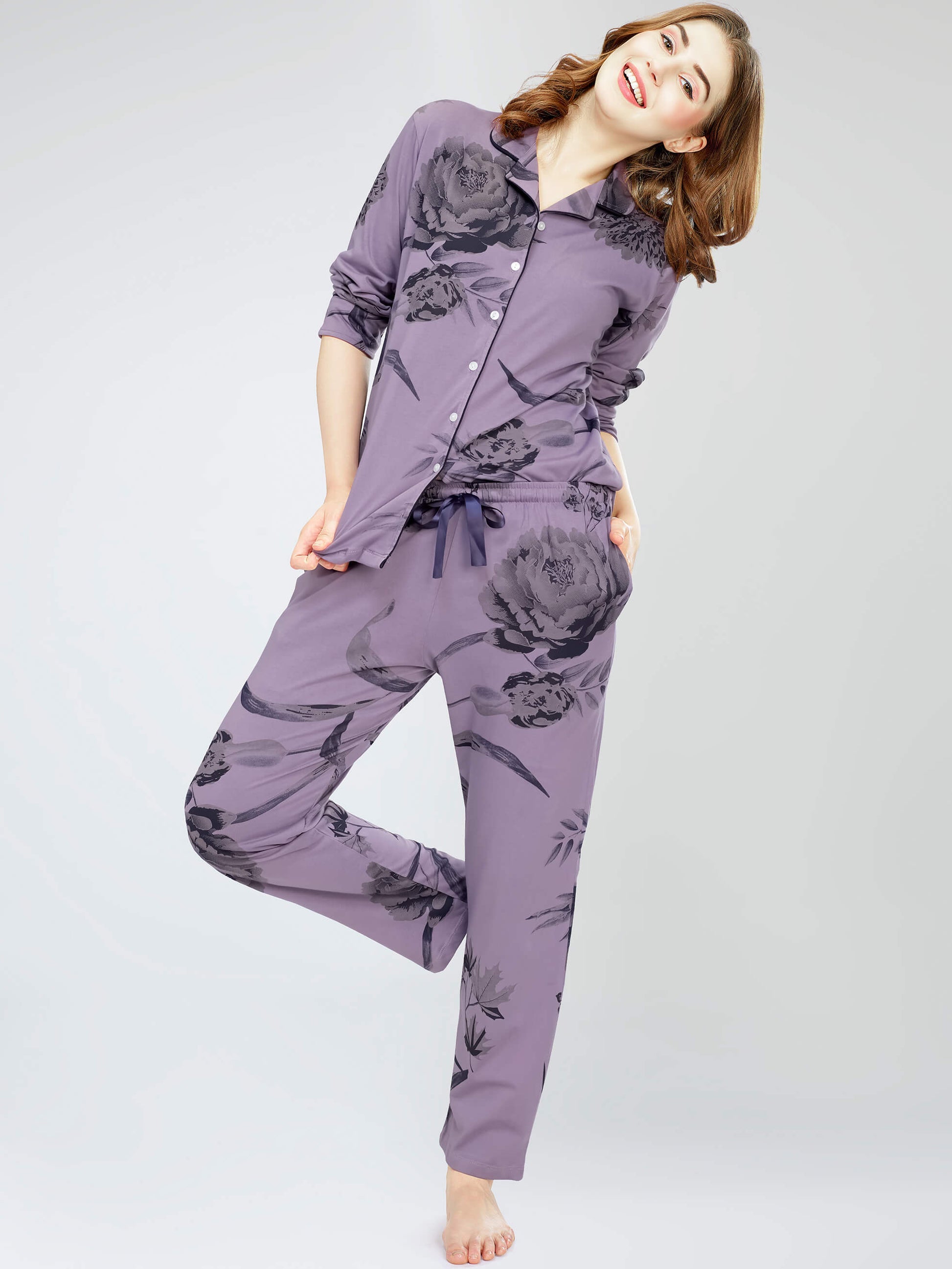 night suit set for women night suit dress for women cotton stylish latest top pajama set nightwear cotton pyjama sleeve sleep home wear ladies nursing feeding front open night shirt ZEYO night suit set co ord set for women