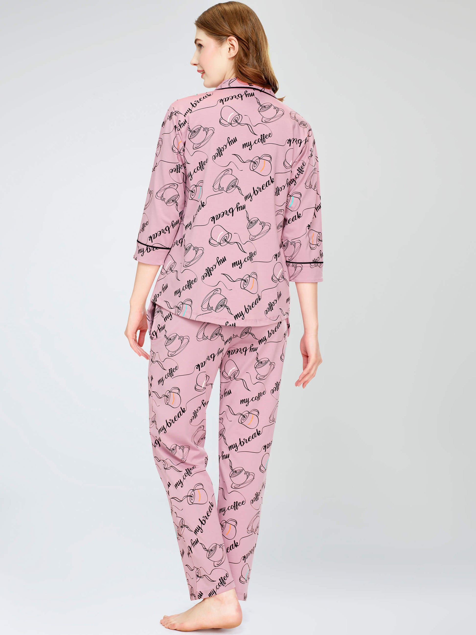 night suit set for women night suit dress for women cotton stylish latest top pajama set nightwear cotton pyjama sleeve sleep home wear ladies nursing feeding front open night shirt ZEYO night suit set co ord set for women