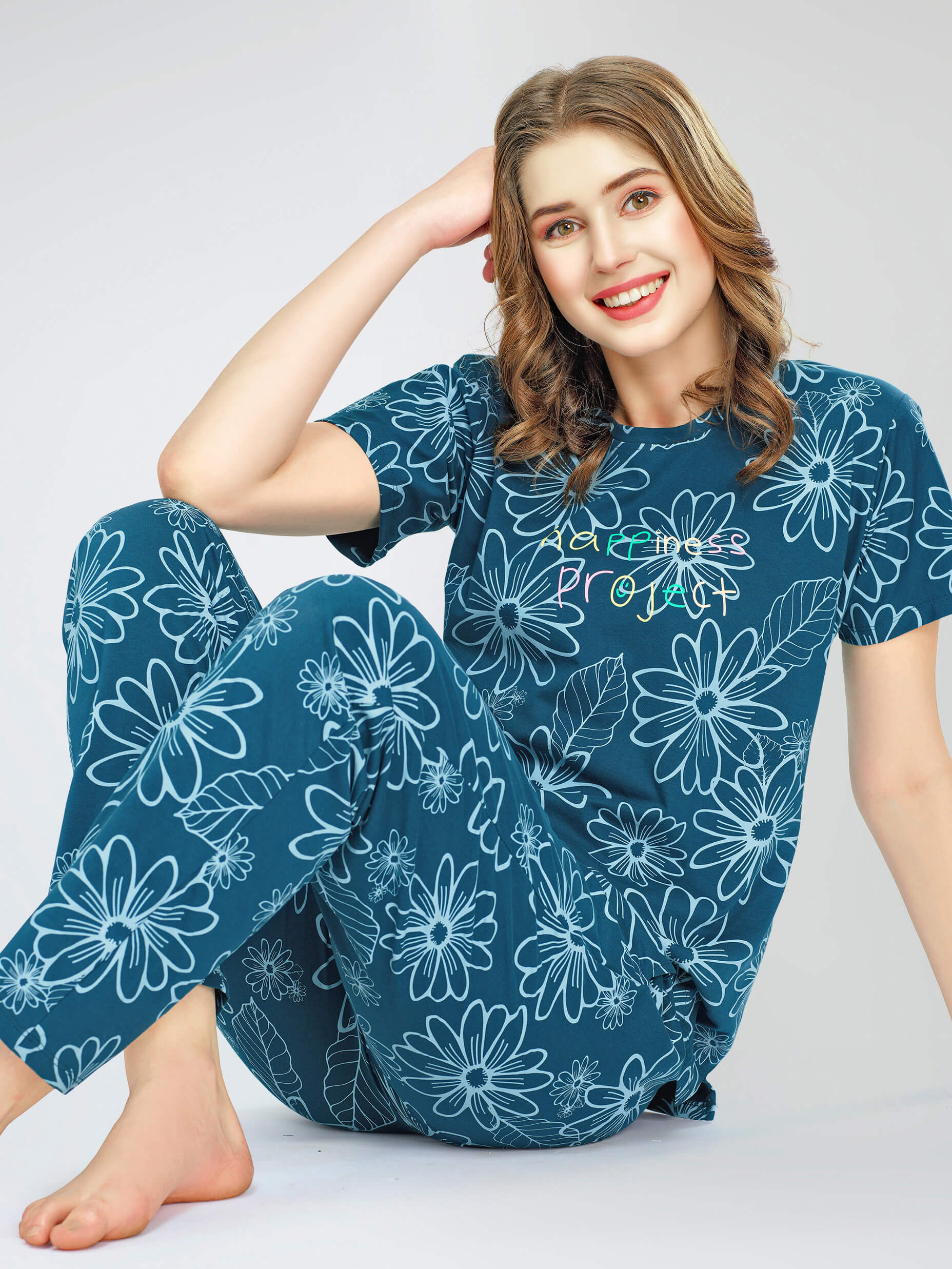 night suit set for women night suit dress for women cotton stylish latest top pajama set nightwear cotton pyjama sleeve sleep home wear ladies nursing feeding front open night shirt ZEYO night suit set co ord set for women