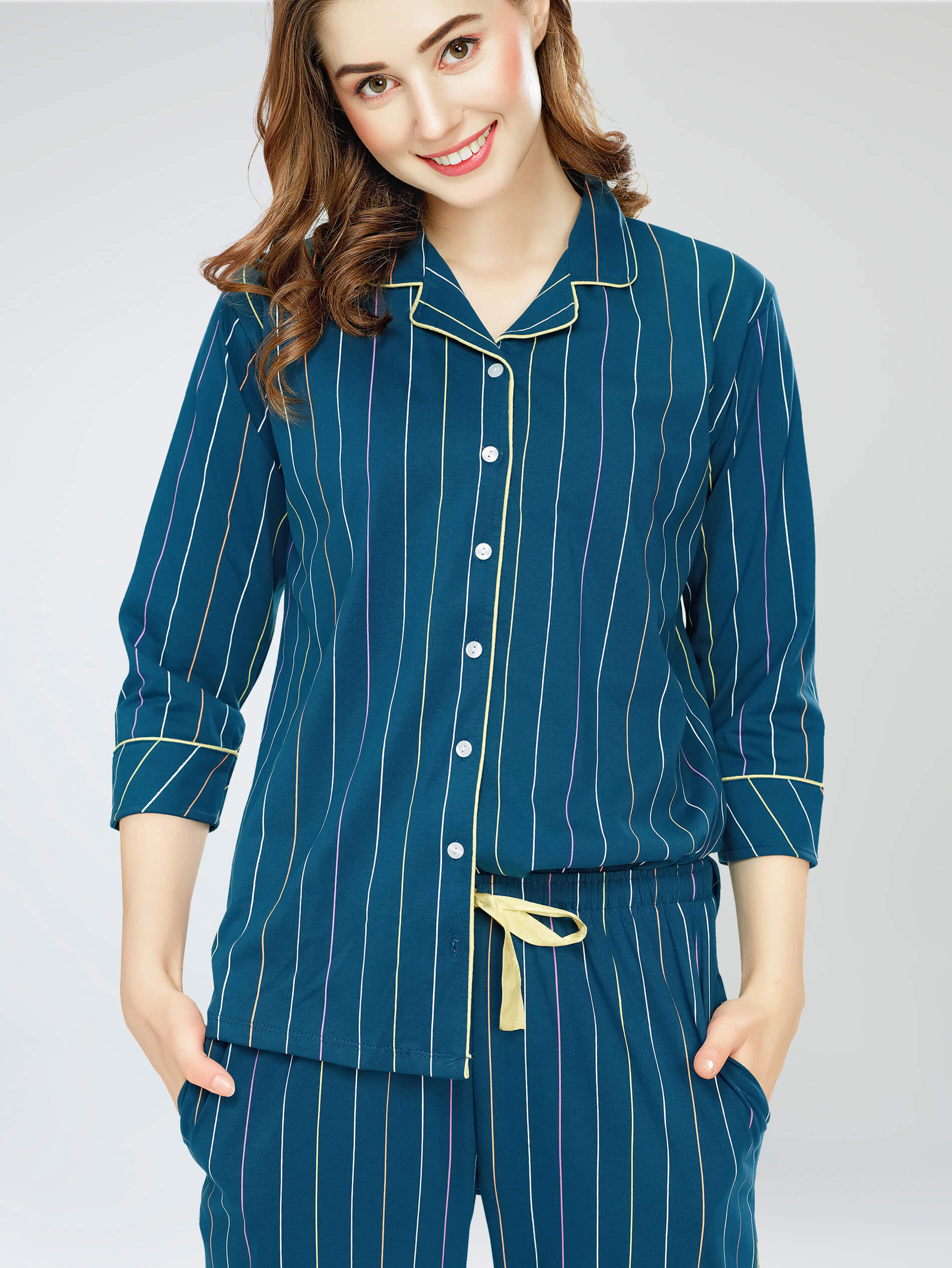 night suit set for women night suit dress for women cotton stylish latest top pajama set nightwear cotton pyjama sleeve sleep home wear ladies nursing feeding front open night shirt ZEYO night suit set co ord set for women