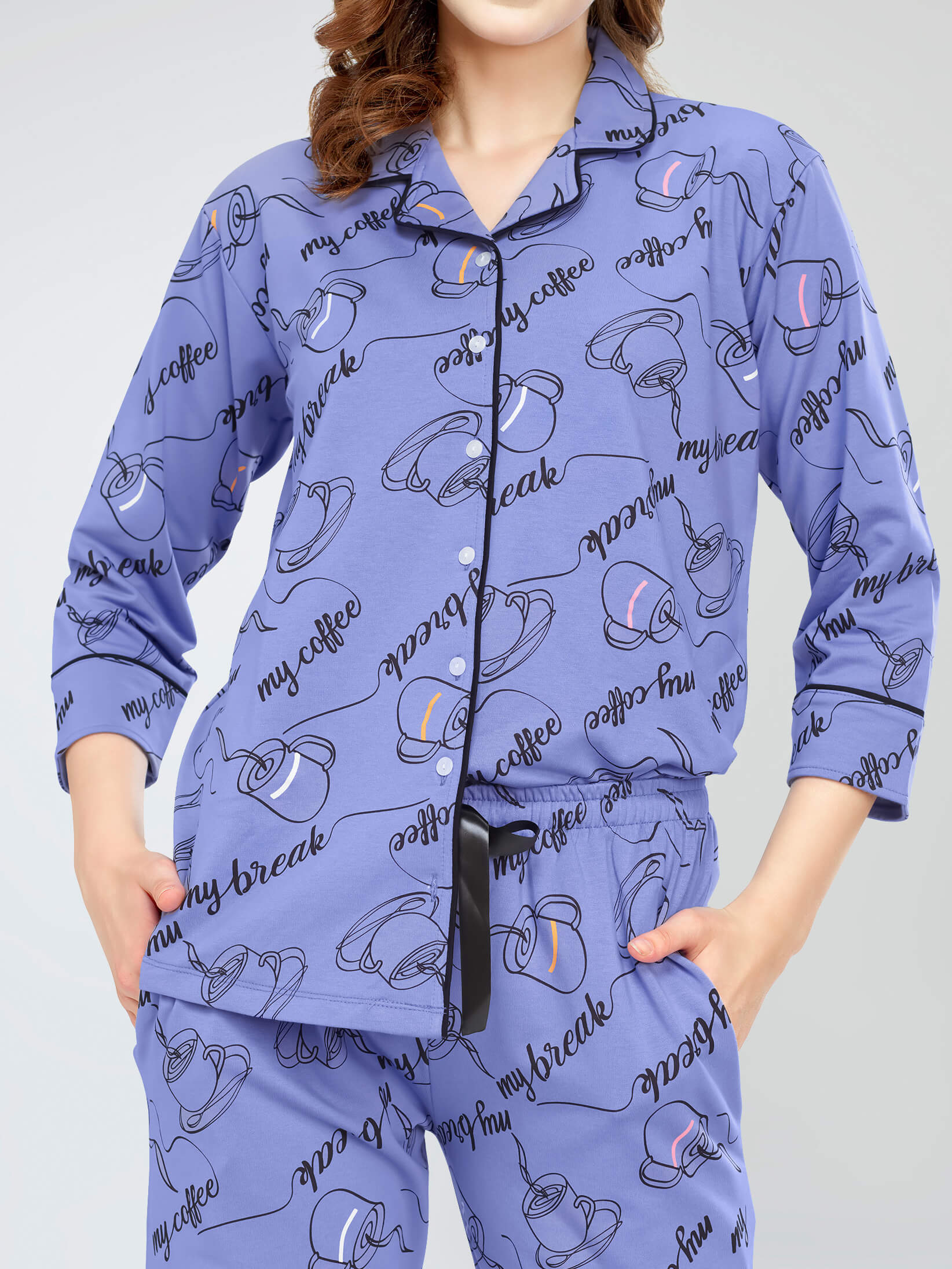 night suit set for women night suit dress for women cotton stylish latest top pajama set nightwear cotton pyjama sleeve sleep home wear ladies nursing feeding front open night shirt ZEYO night suit set co ord set for women