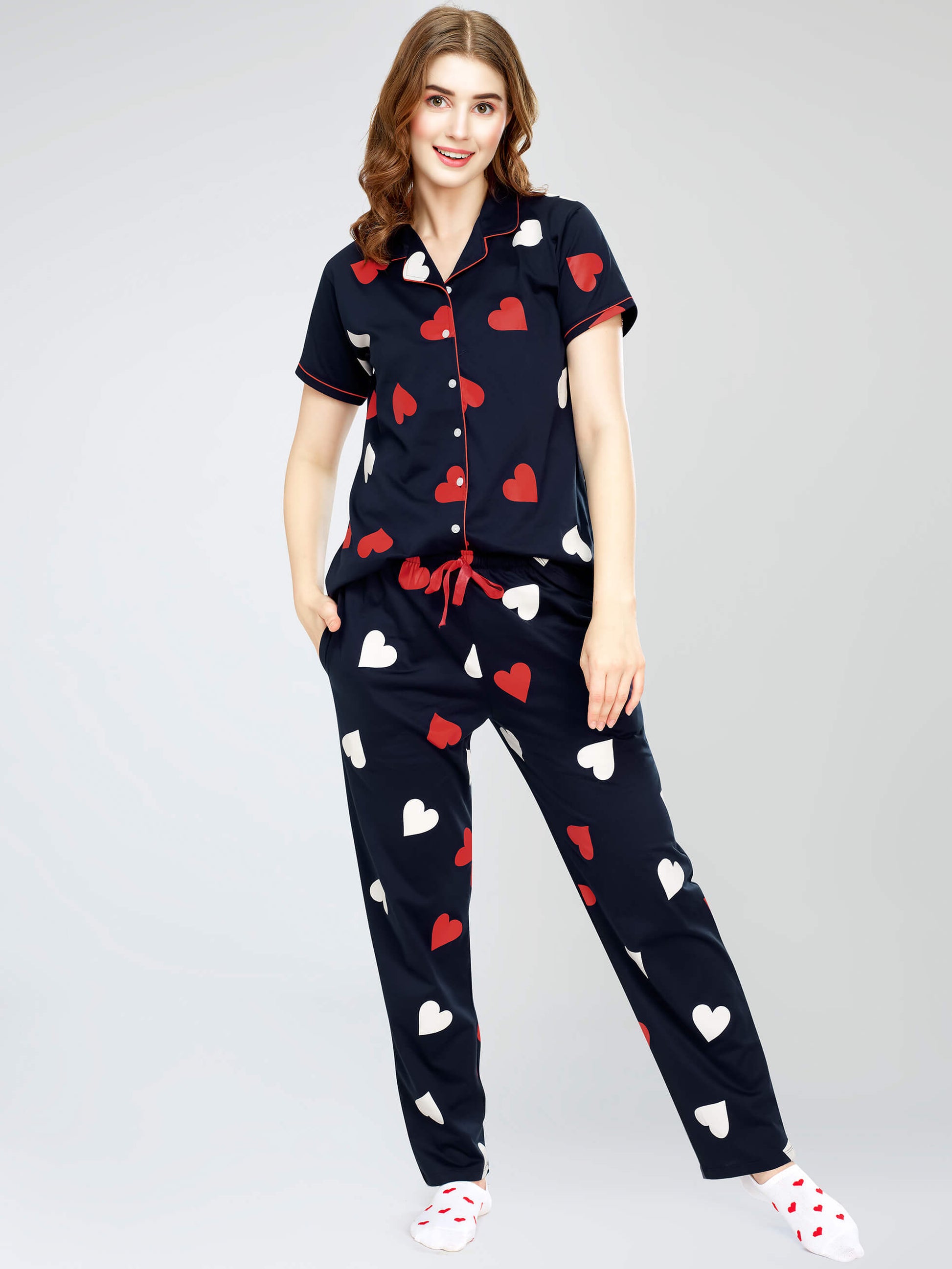 night suit set for women night suit dress for women cotton stylish latest top pajama set nightwear cotton pyjama sleeve sleep home wear ladies nursing feeding front open night shirt ZEYO night suit set co ord set for women