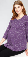 ZEYO Women's Cotton Violet Maternity Top Heart Printed Feeding T-shirt