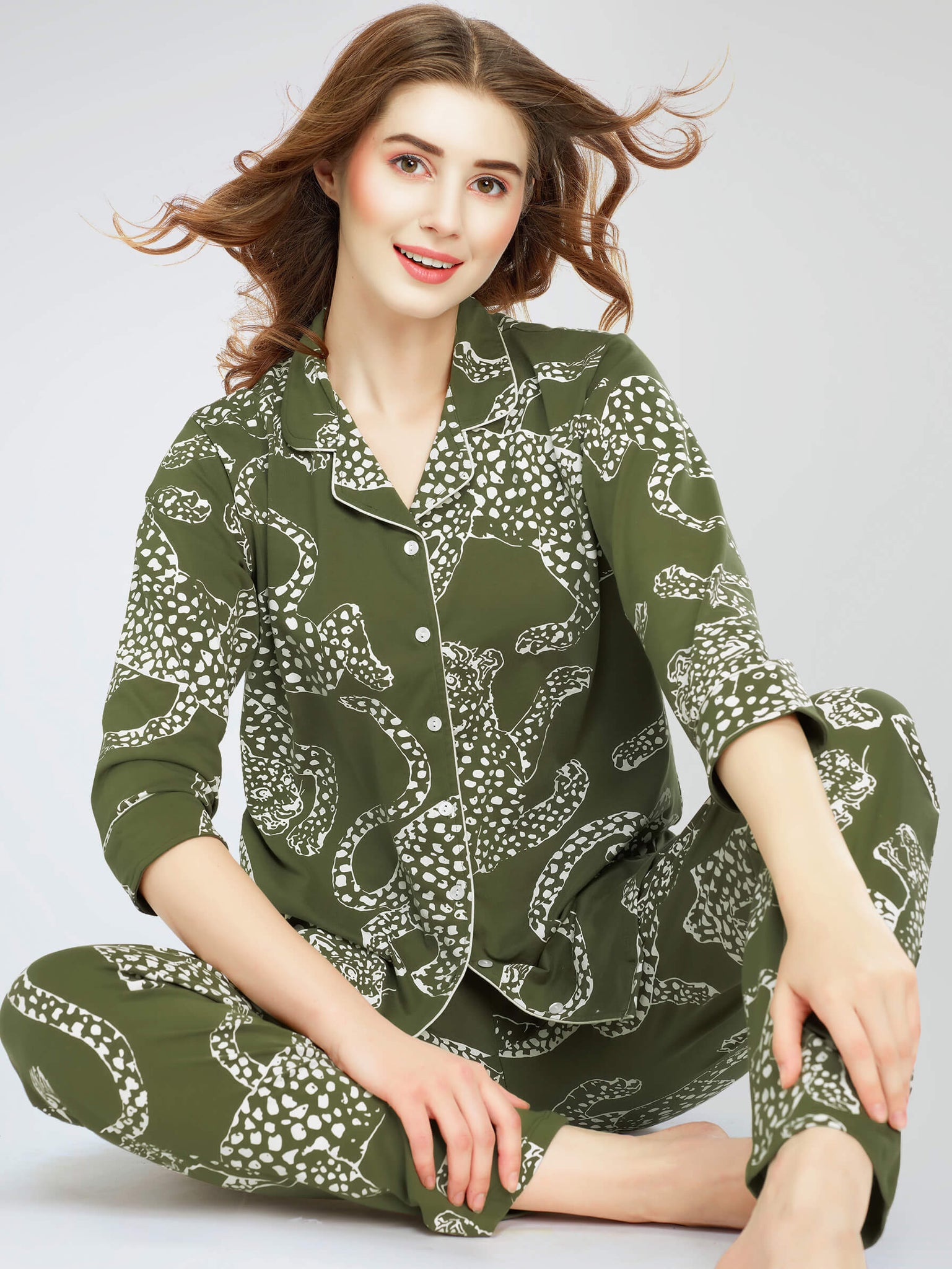 night suit set for women night suit dress for women cotton stylish latest top pajama set nightwear cotton pyjama sleeve sleep home wear ladies nursing feeding front open night shirt ZEYO night suit set co ord set for women