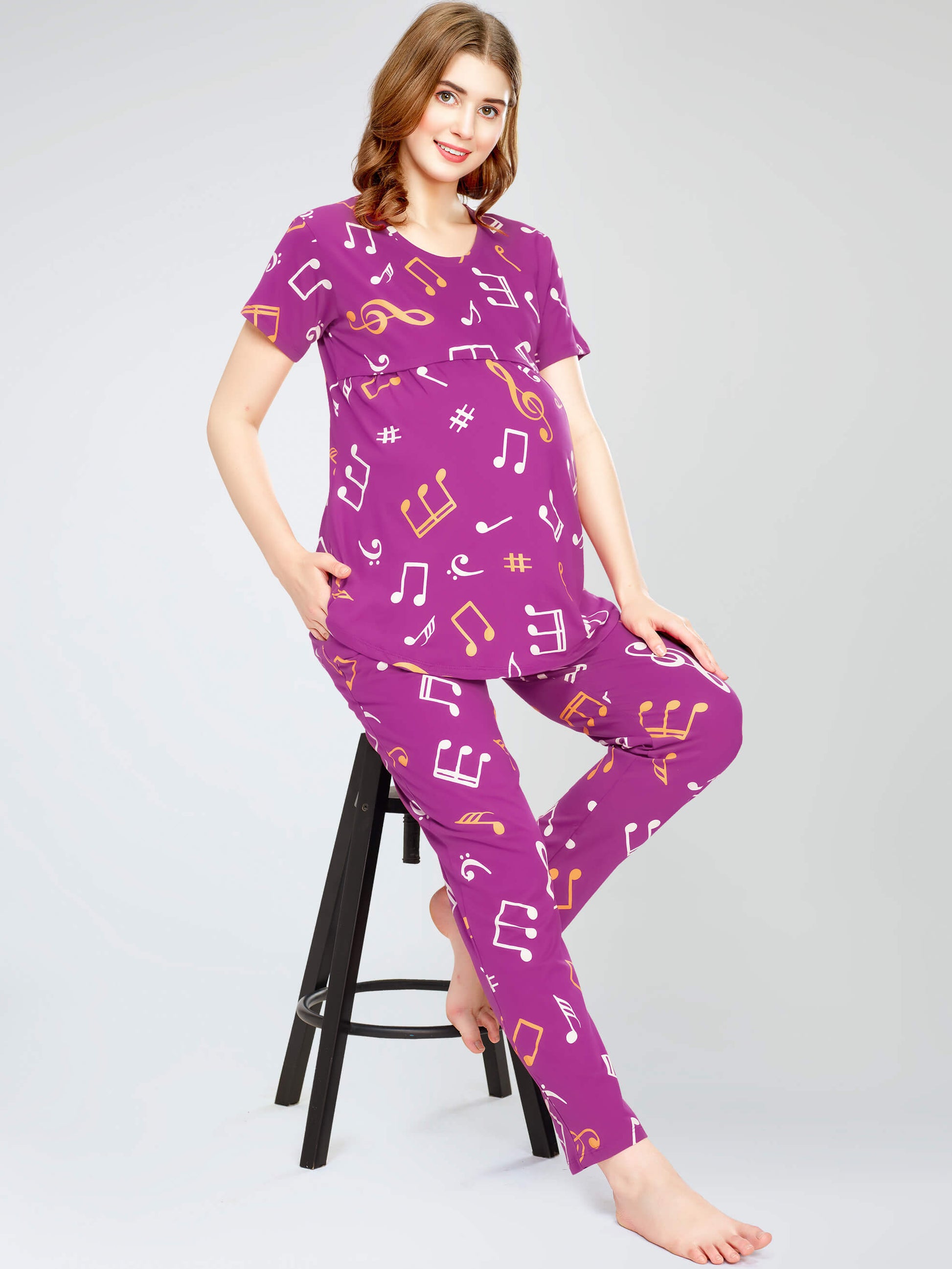 night suit set for women night suit dress for women cotton stylish latest top pajama set nightwear cotton pyjama sleeve sleep home wear ladies nursing feeding front open night shirt ZEYO night suit set co ord set for women