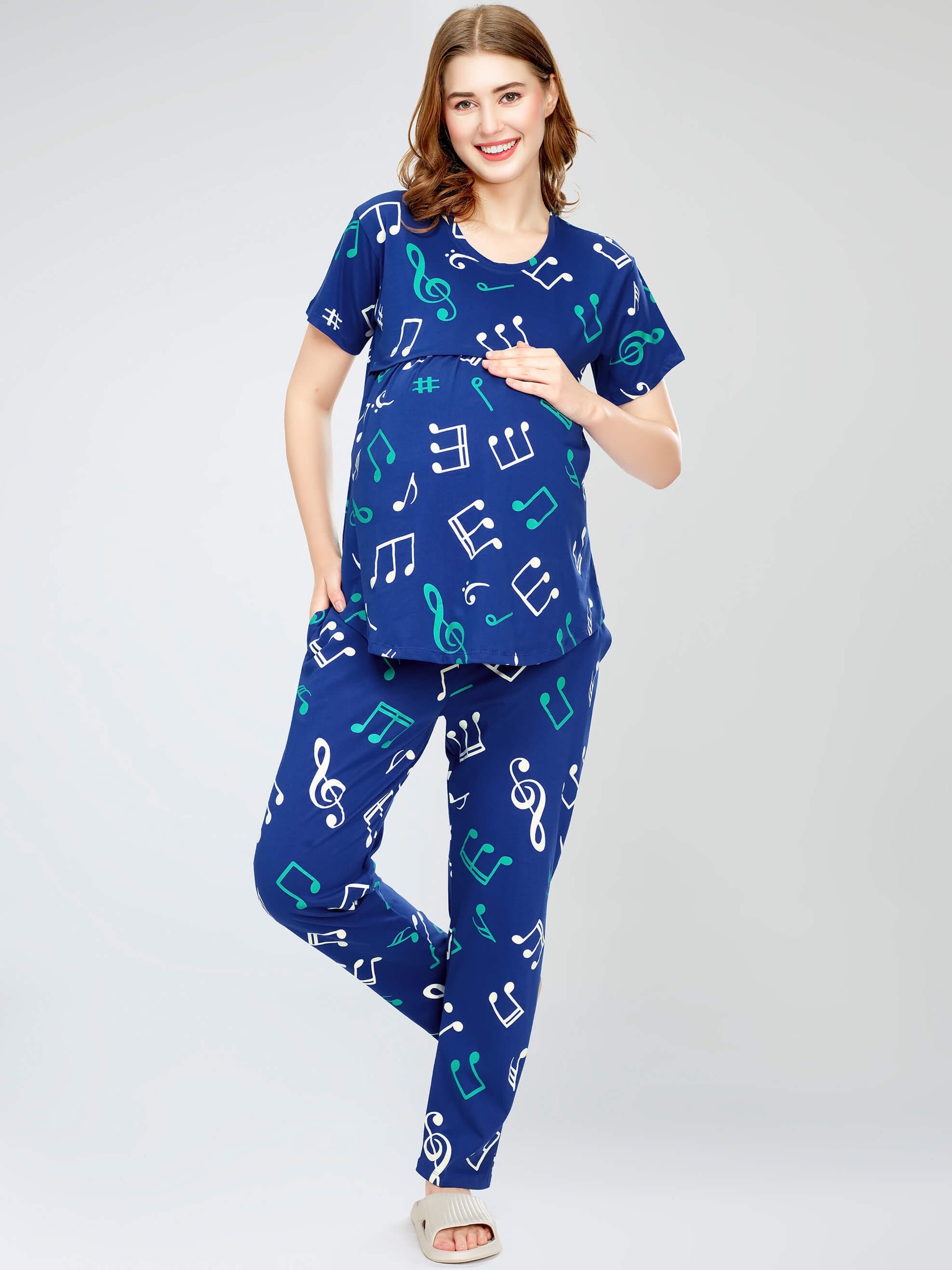 night suit set for women night suit dress for women cotton stylish latest top pajama set nightwear cotton pyjama sleeve sleep home wear ladies nursing feeding front open night shirt ZEYO night suit set co ord set for women