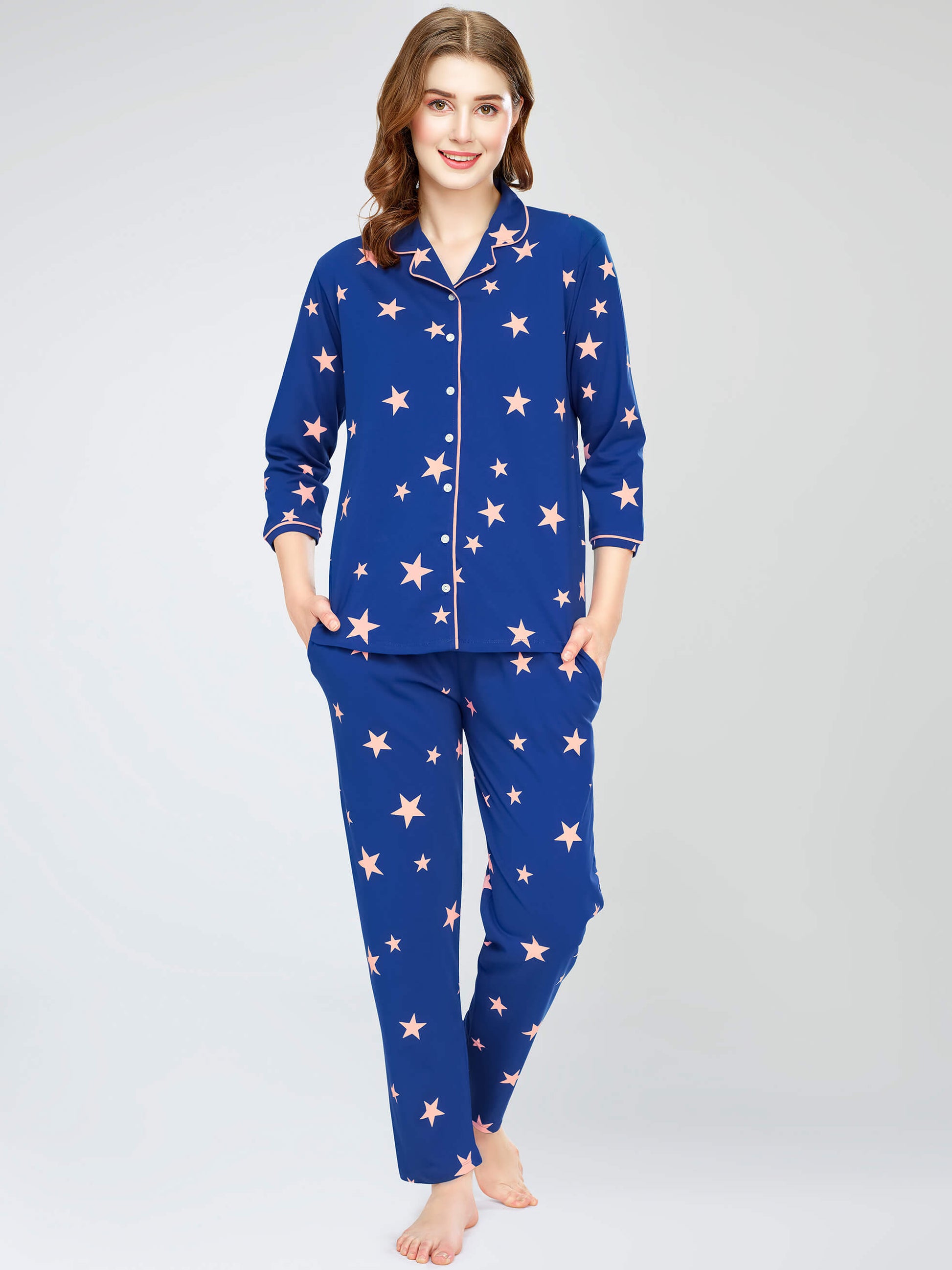 night suit set for women night suit dress for women cotton stylish latest top pajama set nightwear cotton pyjama sleeve sleep home wear ladies nursing feeding front open night shirt ZEYO night suit set co ord set for women