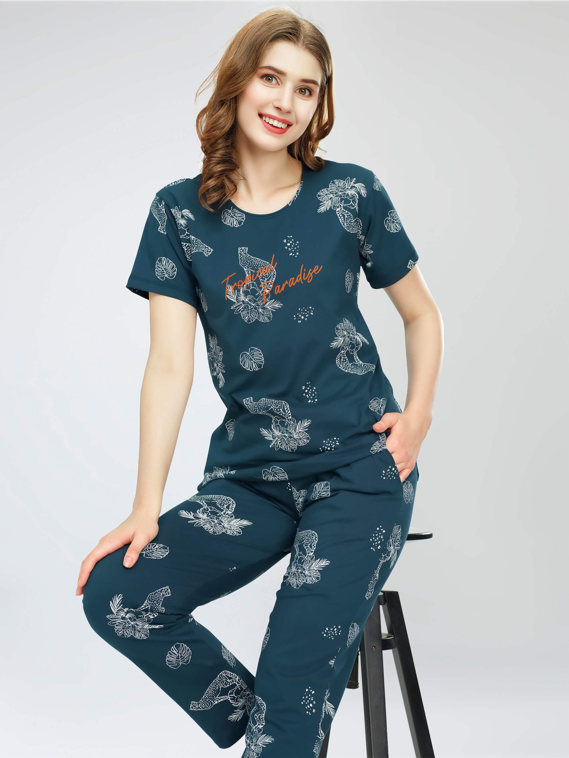 night suit set for women night suit dress for women cotton stylish latest top pajama set nightwear cotton pyjama sleeve sleep home wear ladies nursing feeding front open night shirt ZEYO night suit set co ord set for women