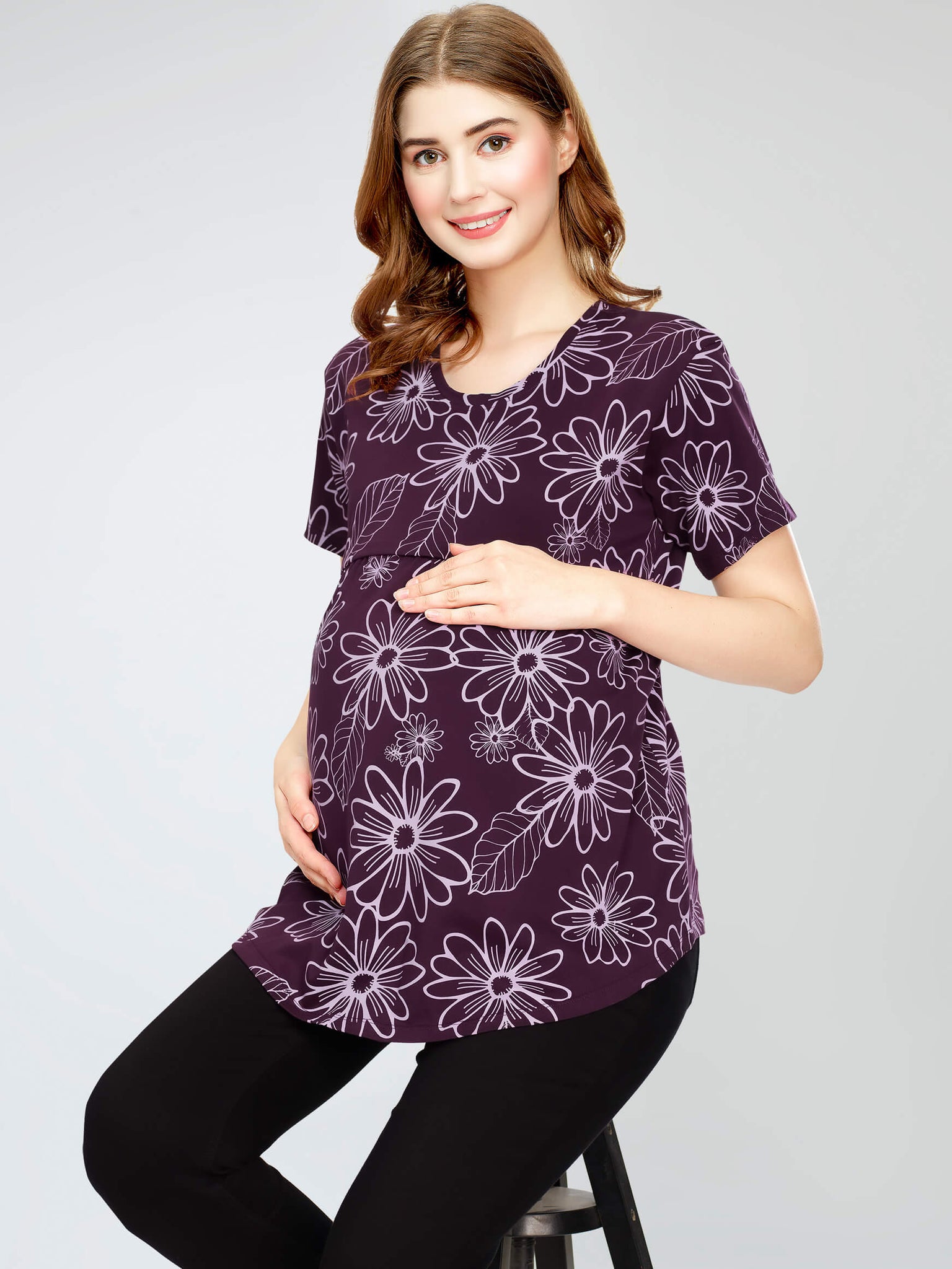 maternity nursing feeding top breastfeeding babyfeeding horizontal zipper clothes for women tops tshirts