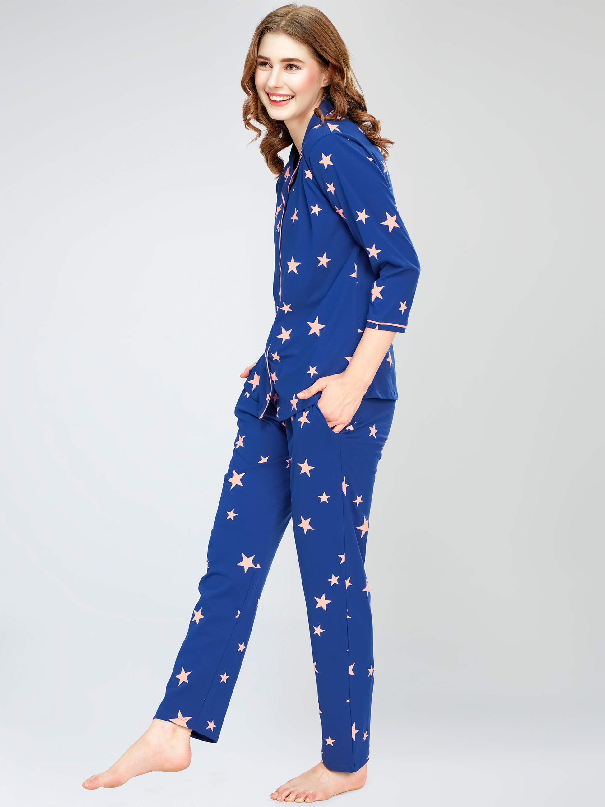 night suit set for women night suit dress for women cotton stylish latest top pajama set nightwear cotton pyjama sleeve sleep home wear ladies nursing feeding front open night shirt ZEYO night suit set co ord set for women