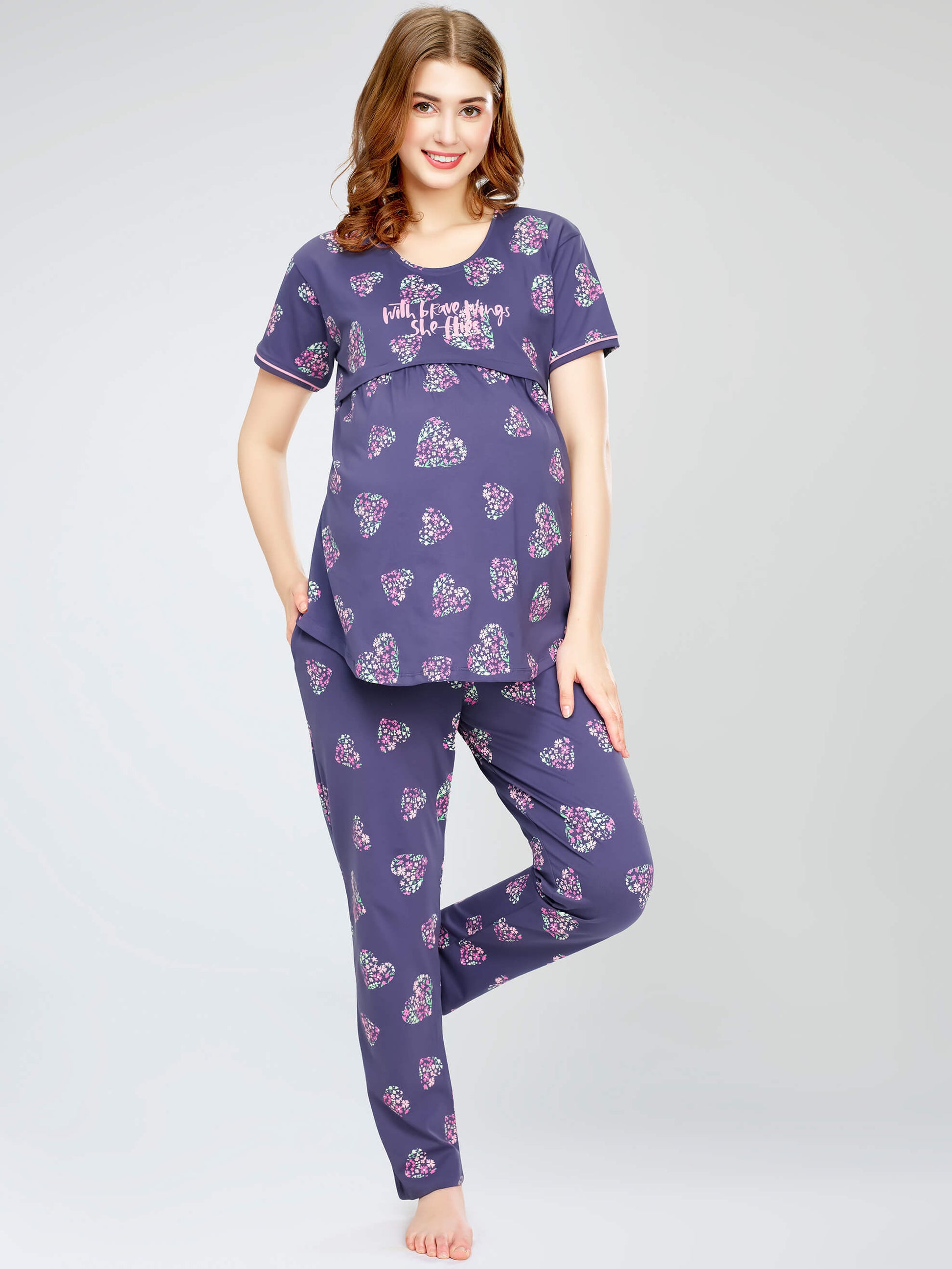 night suit set for women night suit dress for women cotton stylish latest top pajama set nightwear cotton pyjama sleeve sleep home wear ladies nursing feeding front open night shirt ZEYO night suit set co ord set for women