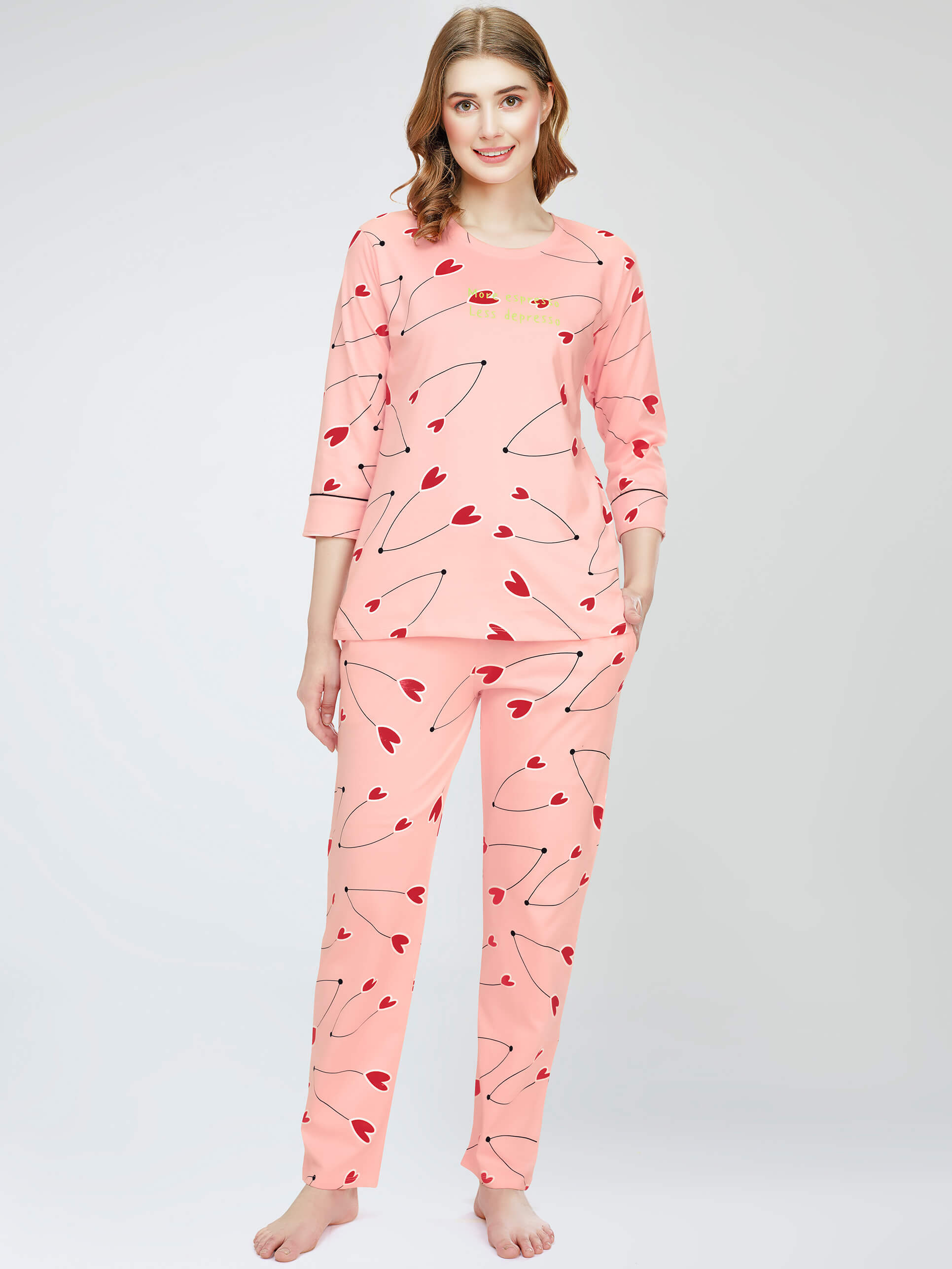 night suit set for women night suit dress for women cotton stylish latest top pajama set nightwear cotton pyjama sleeve sleep home wear ladies nursing feeding front open night shirt ZEYO night suit set co ord set for women