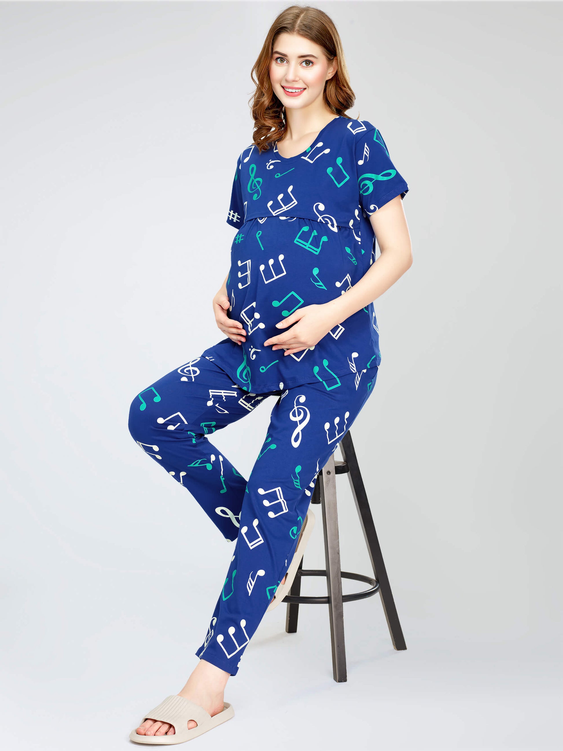 night suit set for women night suit dress for women cotton stylish latest top pajama set nightwear cotton pyjama sleeve sleep home wear ladies nursing feeding front open night shirt ZEYO night suit set co ord set for women