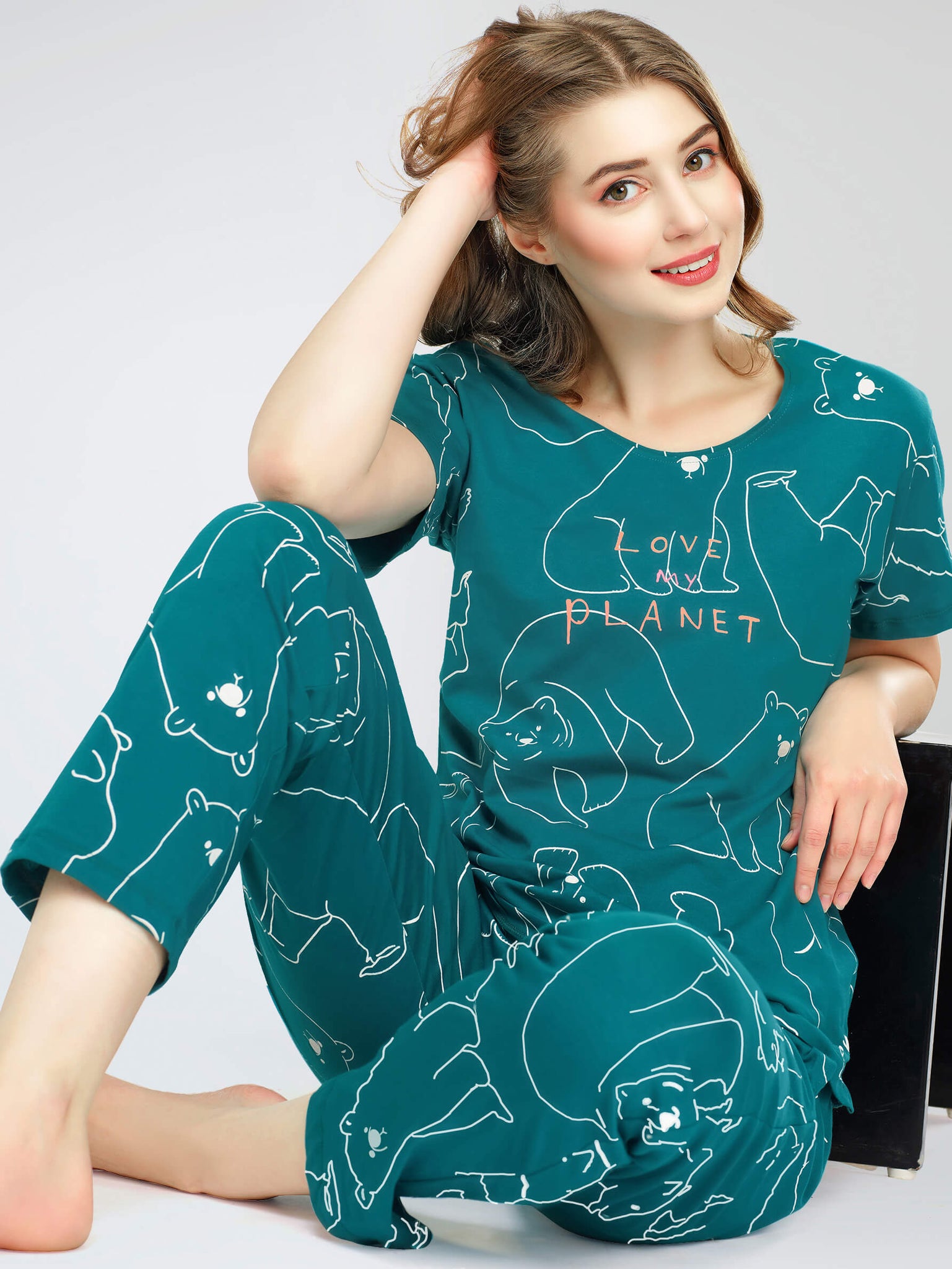 night suit set for women night suit dress for women cotton stylish latest top pajama set nightwear cotton pyjama sleeve sleep home wear ladies nursing feeding front open night shirt ZEYO night suit set co ord set for women