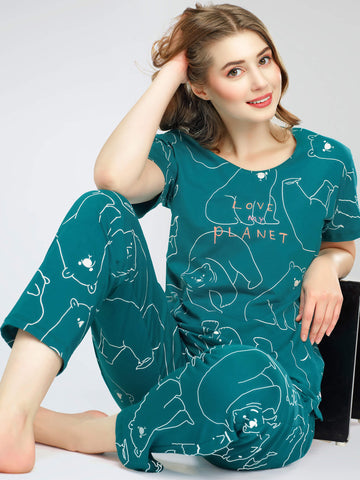 night suit set for women night suit dress for women cotton stylish latest top pajama set nightwear cotton pyjama sleeve sleep home wear ladies nursing feeding front open night shirt ZEYO night suit set co ord set for women