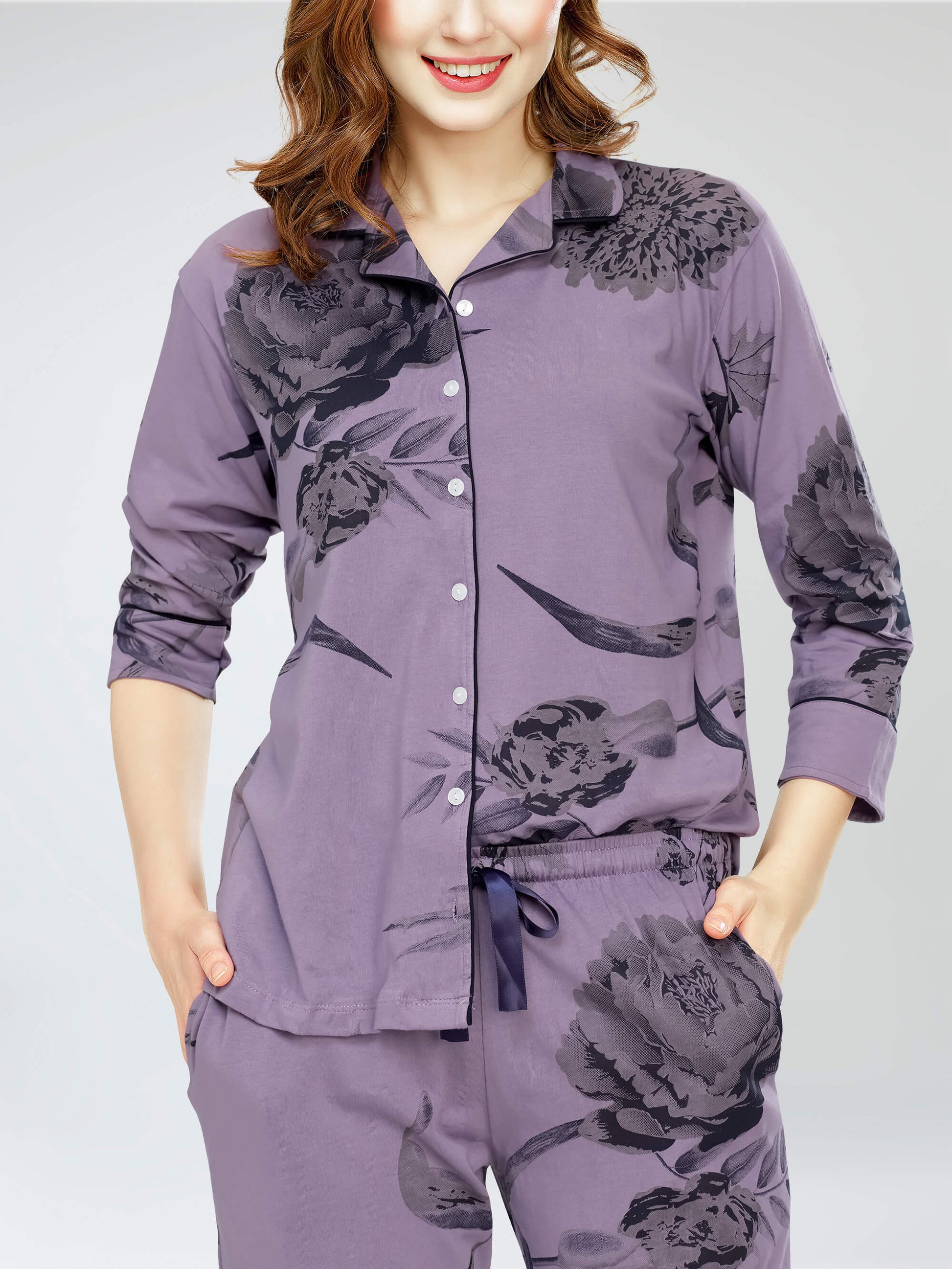 night suit set for women night suit dress for women cotton stylish latest top pajama set nightwear cotton pyjama sleeve sleep home wear ladies nursing feeding front open night shirt ZEYO night suit set co ord set for women