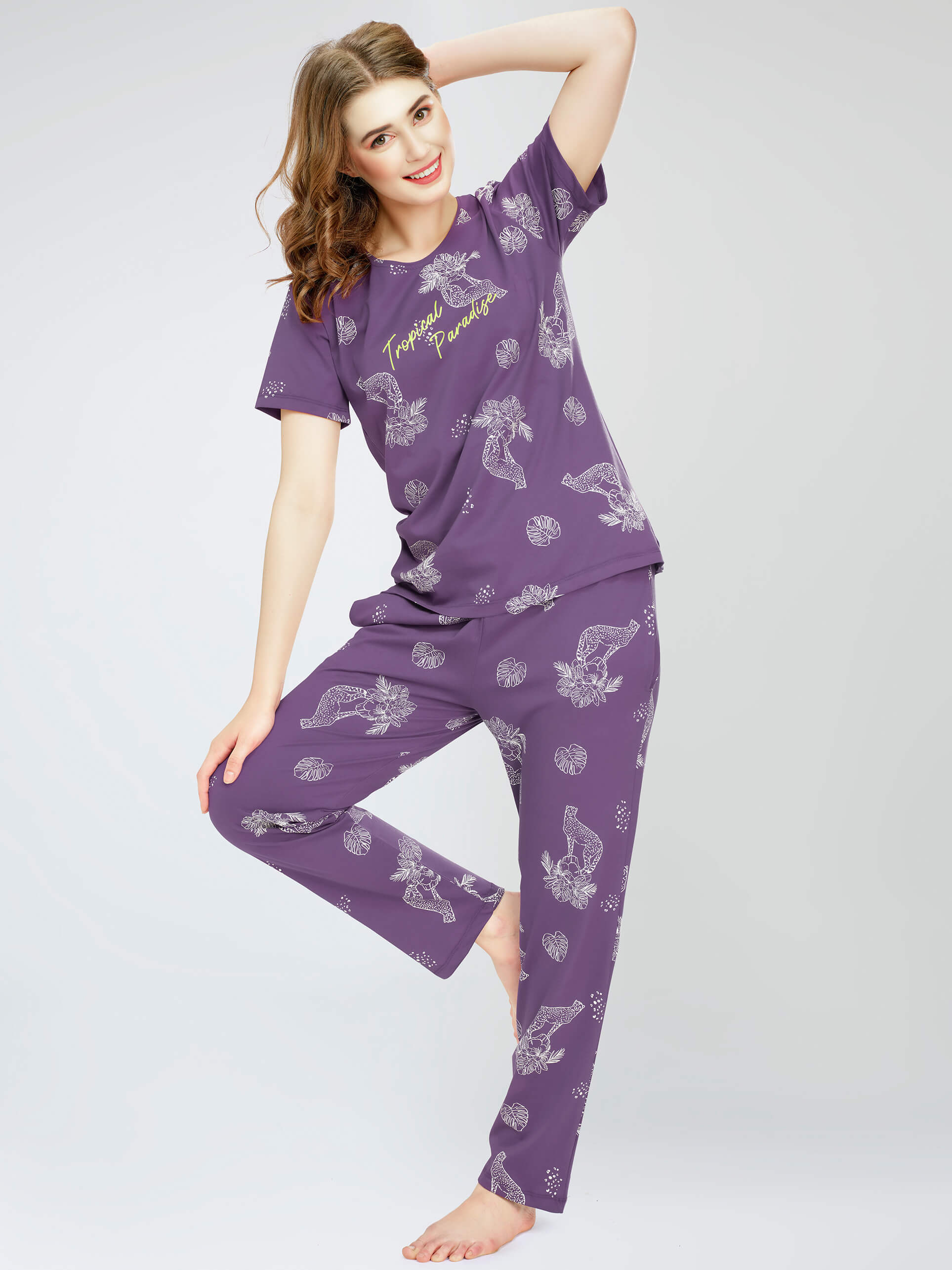 night suit set for women night suit dress for women cotton stylish latest top pajama set nightwear cotton pyjama sleeve sleep home wear ladies nursing feeding front open night shirt ZEYO night suit set co ord set for women