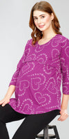 ZEYO Women's Cotton Purple Maternity Top Heart Printed Feeding T-shirt