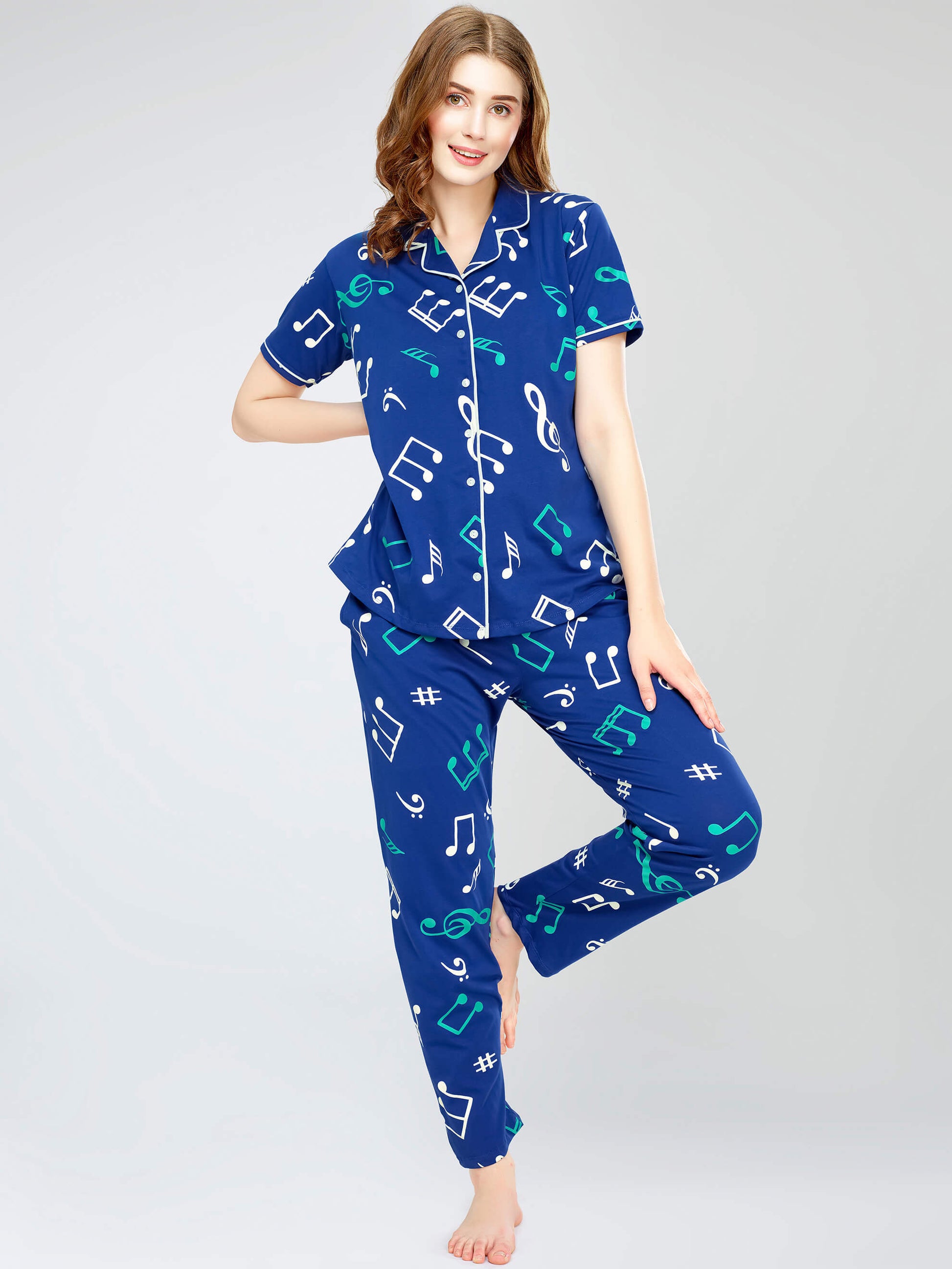 night suit set for women night suit dress for women cotton stylish latest top pajama set nightwear cotton pyjama sleeve sleep home wear ladies nursing feeding front open night shirt ZEYO night suit set co ord set for women